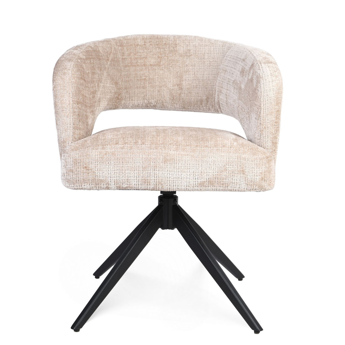 Eetkamerstoel Demi | Beige | Poot Black | Met armleuning - Industrieelinhuis.nl