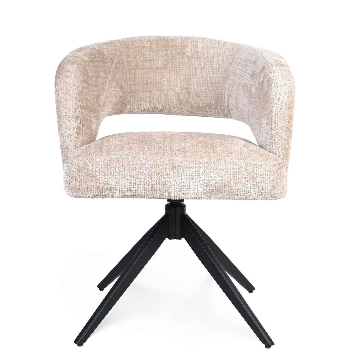 Eetkamerstoel Demi | Beige | Poot Black | Met armleuning - Industrieelinhuis.nl