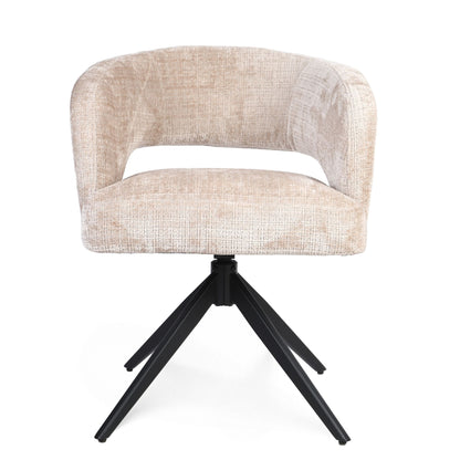 Eetkamerstoel Demi | Beige | Poot Black | Met armleuning - Industrieelinhuis.nl
