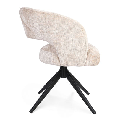Eetkamerstoel Demi | Beige | Poot Black | Met armleuning - Industrieelinhuis.nl