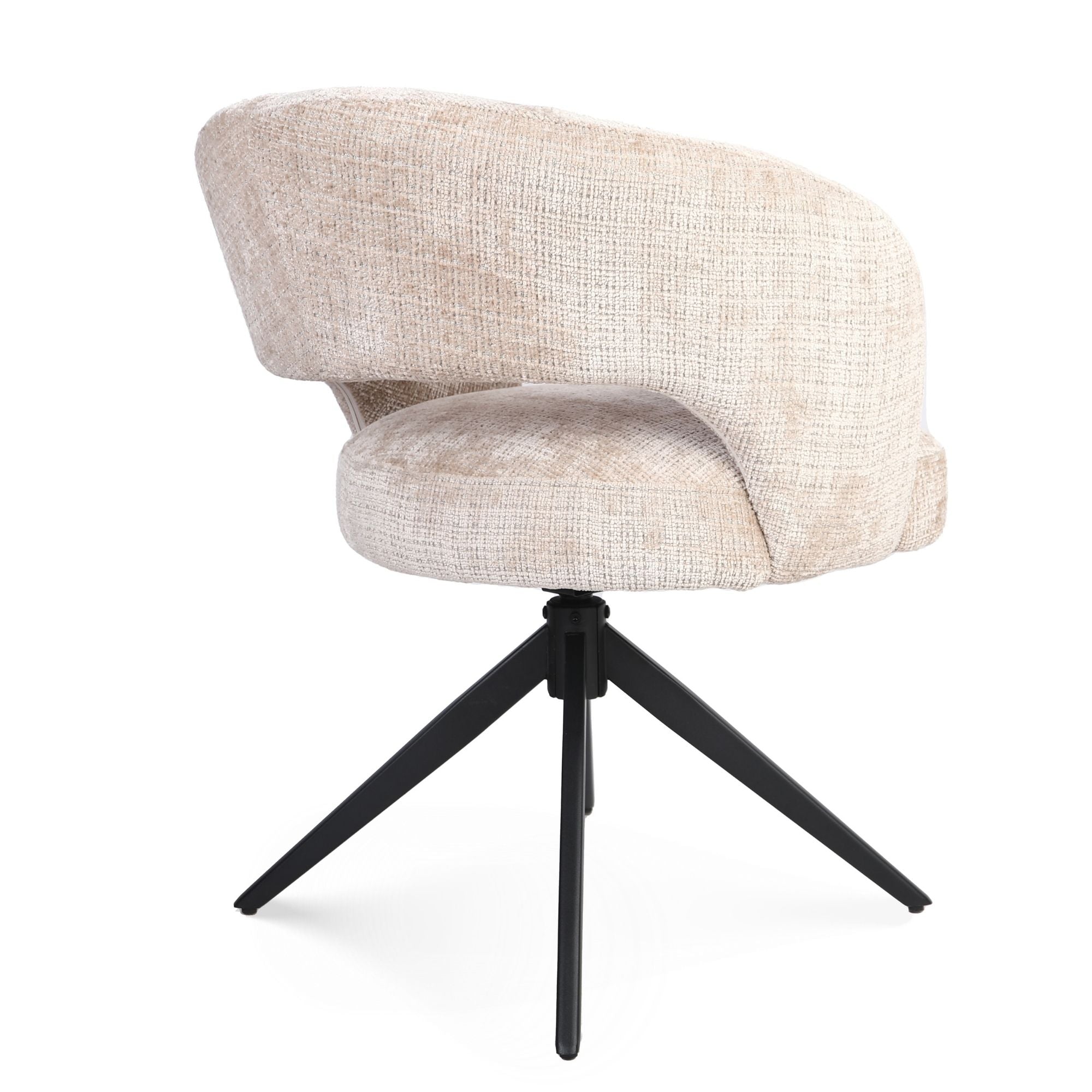 Eetkamerstoel Demi | Beige | Poot Black | Met armleuning - Industrieelinhuis.nl