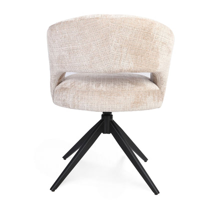 Eetkamerstoel Demi | Beige | Poot Black | Met armleuning - Industrieelinhuis.nl