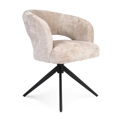Eetkamerstoel Demi | Beige | Poot Black | Met armleuning - Industrieelinhuis.nl