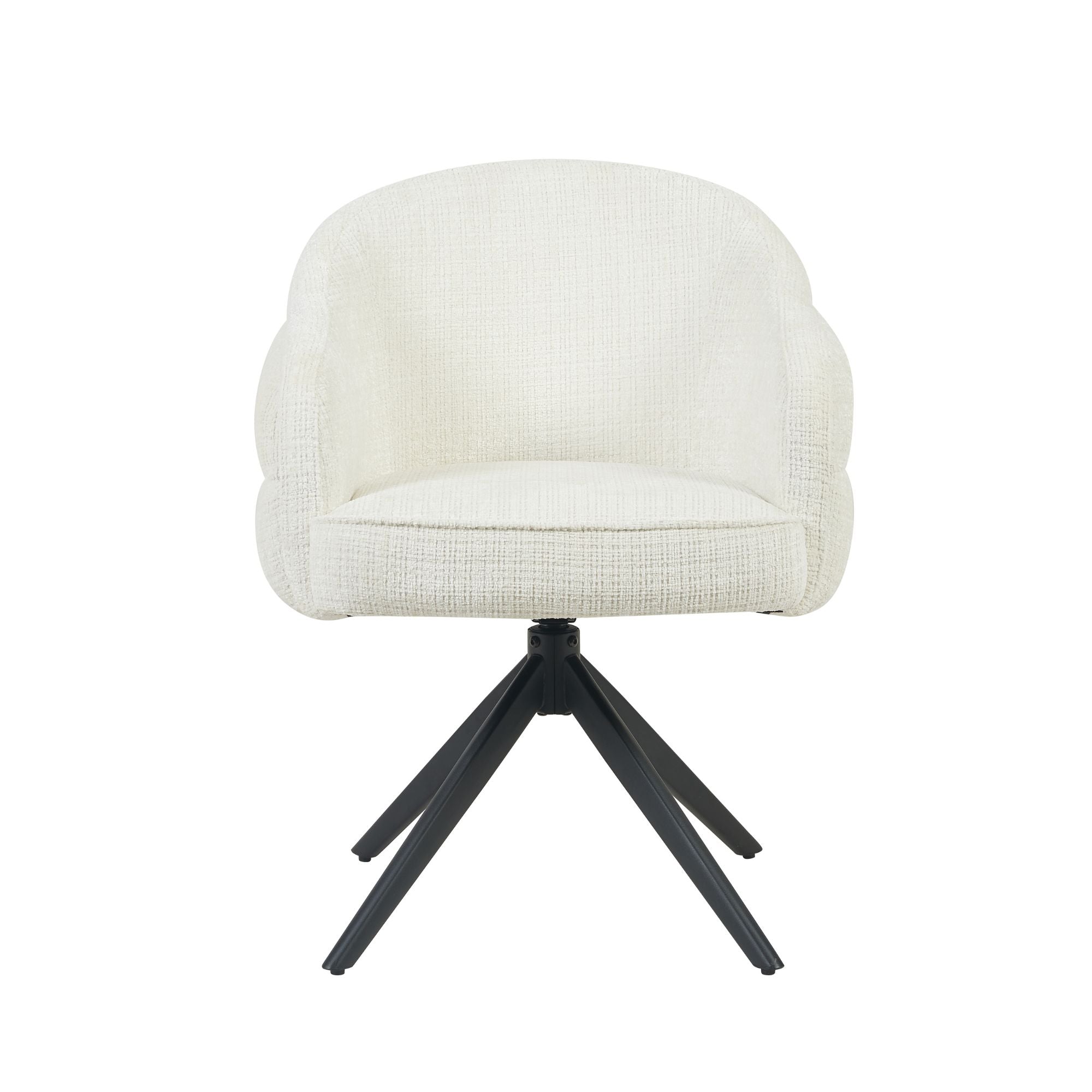 Eetkamerstoel Bella | Off White | Poot Black | Met armleuning - Industrieelinhuis.nl