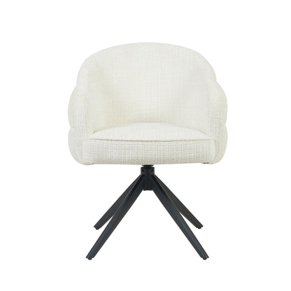 Eetkamerstoel Bella | Off White | Poot Black | Met armleuning - Industrieelinhuis.nl