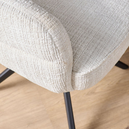 Eetkamerstoel Bella | Off White | Poot Black | Met armleuning (bestellen per 2) - Industrieelinhuis.nl