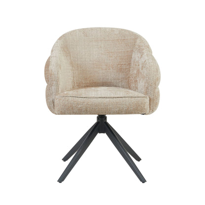 Eetkamerstoel Bella | Beige | Poot Black | Met armleuning - Industrieelinhuis.nl