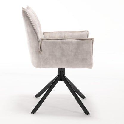 Eetkamerstoel Dani Velvet | Champagne | Met armleuning - Industrieelinhuis.nl