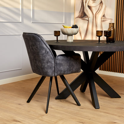 Eetkamerstoel Velvet Nola Antraciet (bestellen per 2) - Industrieelinhuis.nl