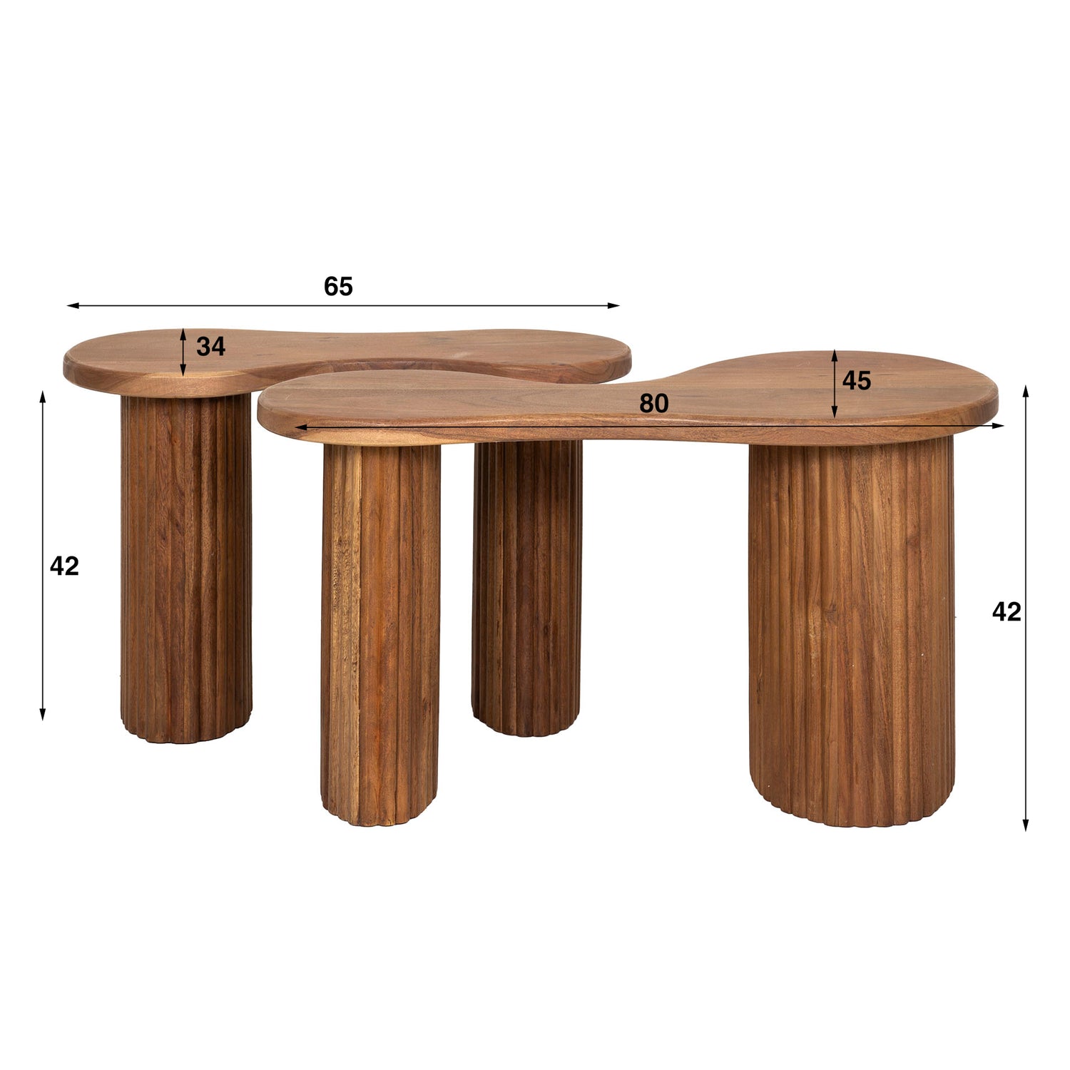 Salontafel set van 2 Oliver | Organische salontafel | Acacia Hout