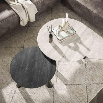 Salontafel set van 2 Twin | ronde salontafeltjes | Traverin