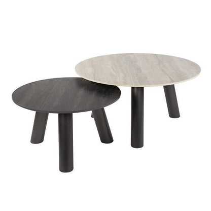 Salontafel set van 2 Twin | ronde salontafeltjes | Traverin