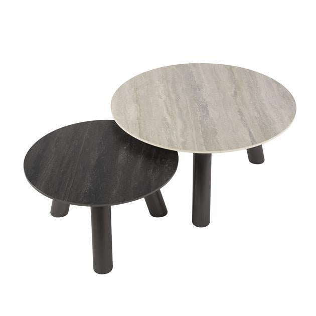 Salontafel set van 2 Twin | ronde salontafeltjes | Traverin