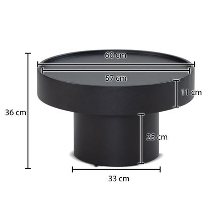 Salontafel zwart rond 60x60x36cm