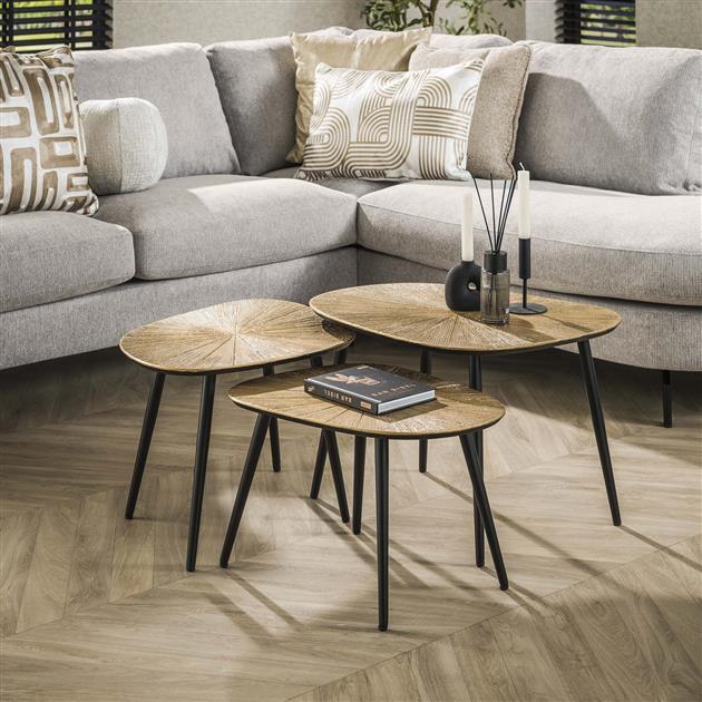 Salontafelset van 3 Ray vierhoekig | Organische Salontafels
