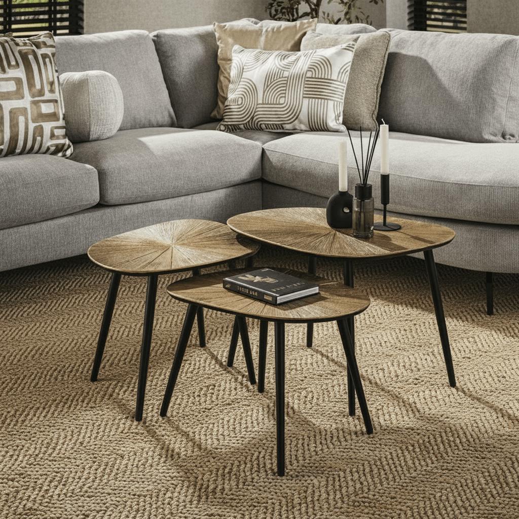 Salontafelset van 3 Ray vierhoekig | Organische Salontafels