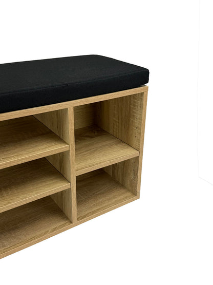 Schoenenbank Eiken met lade | 100 cm lengte | Halbankjes