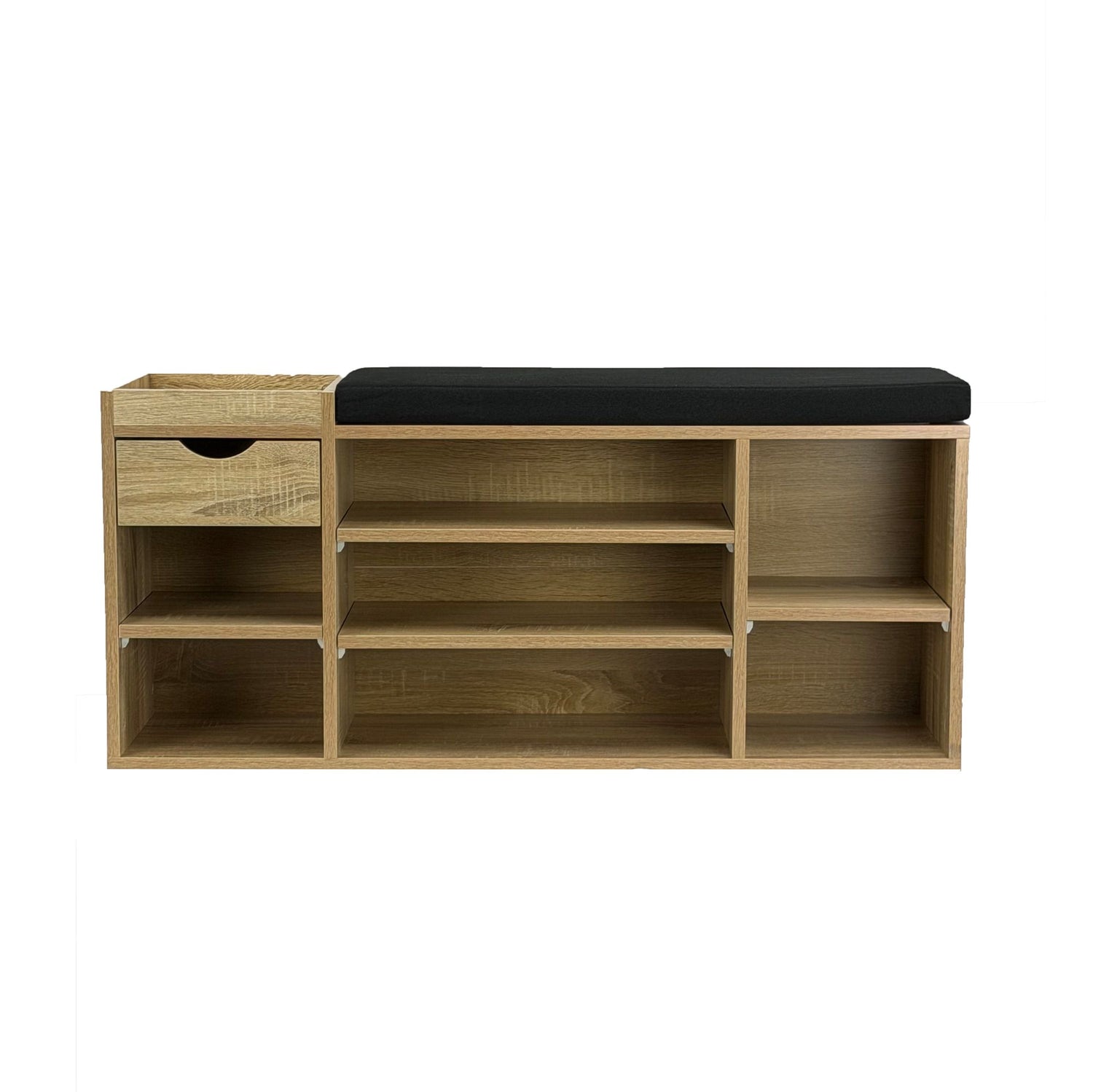 Schoenenbank Eiken met lade | 100 cm lengte | Halbankjes