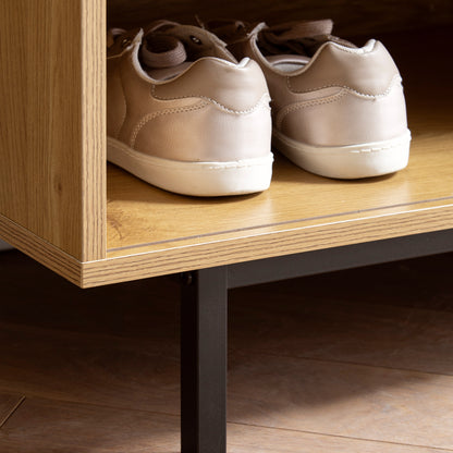 Schoenenbank met opbergruimte | 120 x 40 x 75,5 cm | Eikenlook melamine
