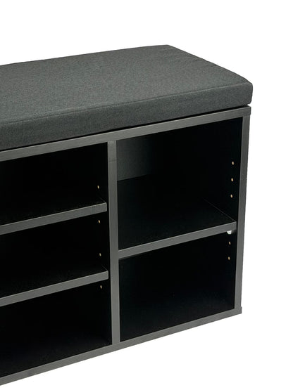 Schoenenbank zwart met lade | 100 cm lengte | Halbankjes