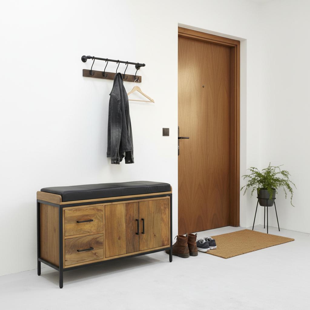 Schoenenbankje met Opbergruimte – Warm &amp; Stijlvol Design 100 × 40 × 60 cm