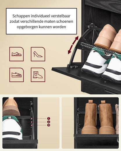 Schoenenkast zwart hout | 24x105,5x82,7cm