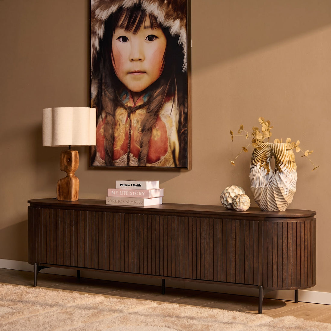 Tv meubel Solana Bruin Mangohout 210 cm