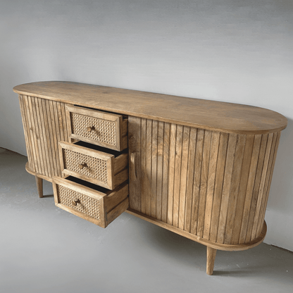 Dressoir kast Ubud rotan met lades en deuren Bali stijl | 160x42x70cm - Industrieelinhuis.nl