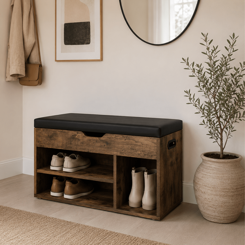 Schuhbank Industrial | Holz und Stahl 80x30x44cm