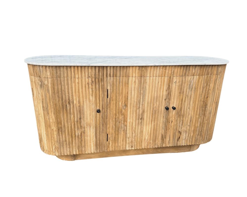 Dressoir kast Ubud Marmer met deuren Bali stijl | 175x45x90cm - Industrieelinhuis.nl