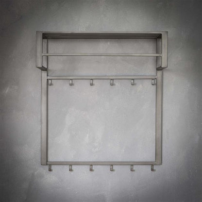 Wandkapstok Industrieel Ruben Zilver met roede en hoedenplank