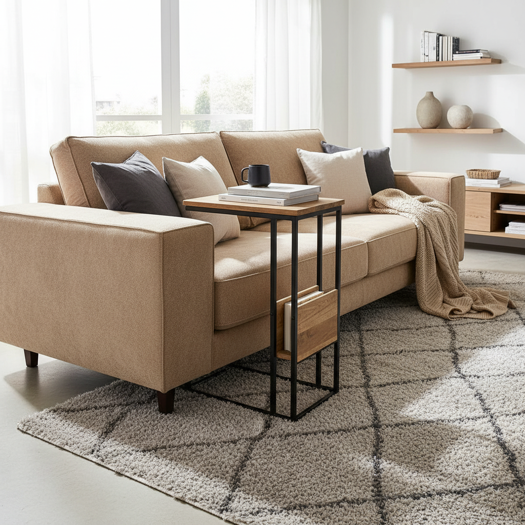 Seitentisch für über das Couch Mango Wood und Stahl 45x29x69cm