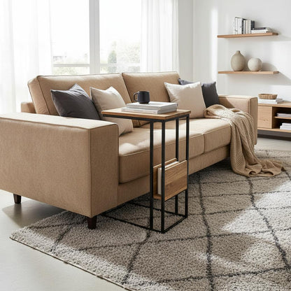 Bijzettafel voor over de bank | Mangohout en Staal | 45x29x69cm