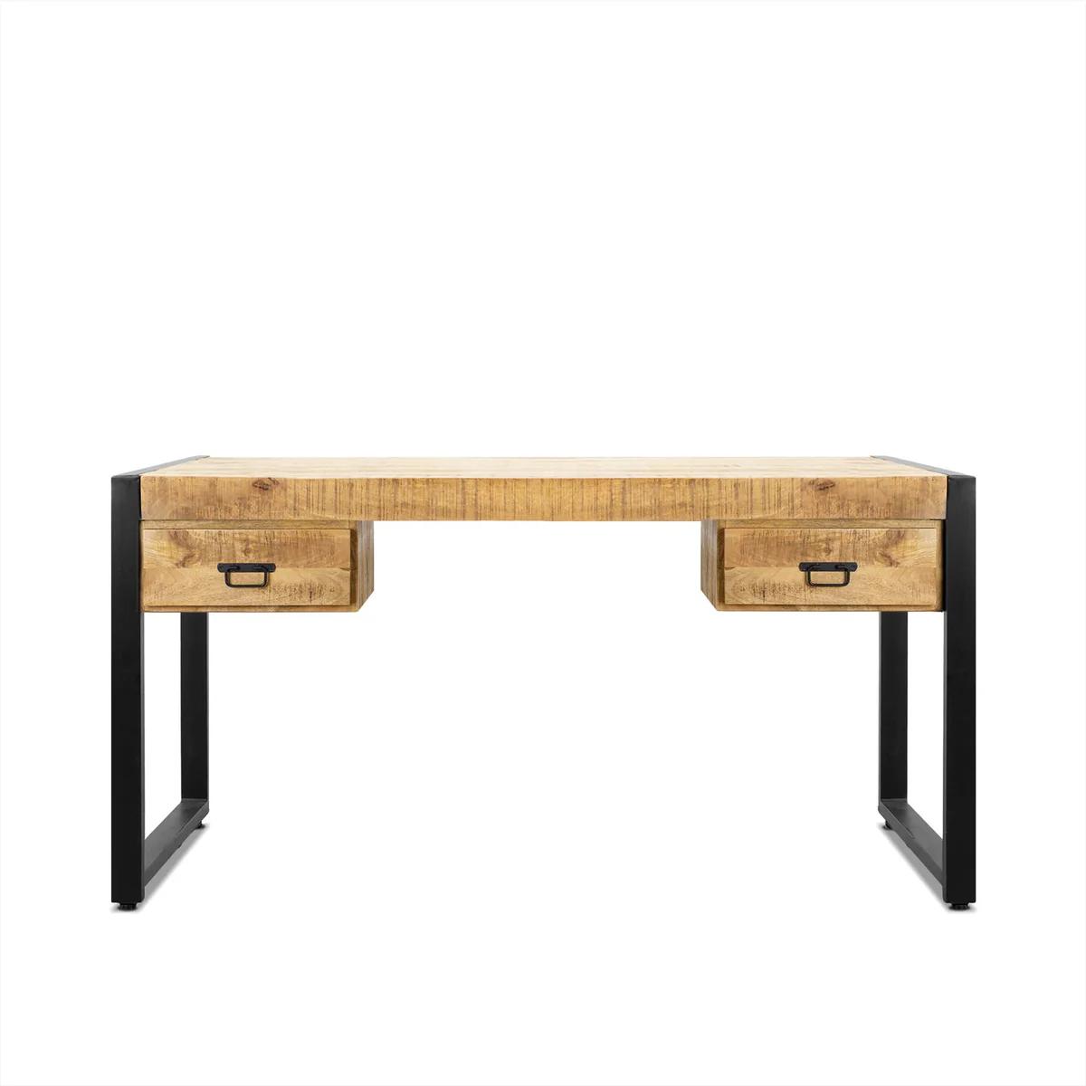 Bink Industrieel Bureau met Lades van Mangohout – 150 cm - Industrieelinhuis.nl
