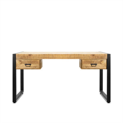 Bink Industrieel Bureau met Lades van Mangohout – 150 cm - Industrieelinhuis.nl