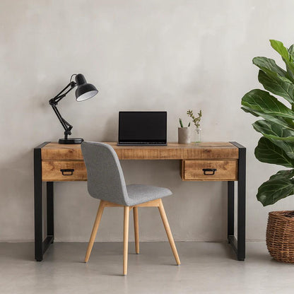 Bink Industrieel Bureau met Lades van Mangohout – 150 cm - Industrieelinhuis.nl