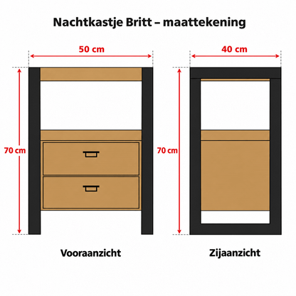 Nachtkastje Britt | 70 cm hoog | gemaakt van mangohout