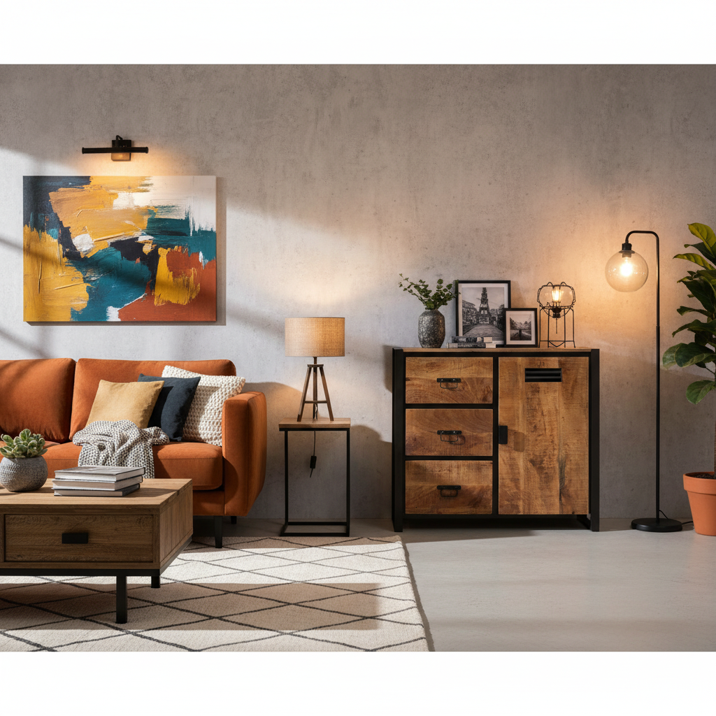 Dressoir industrieel Mangohout Luna 94cm