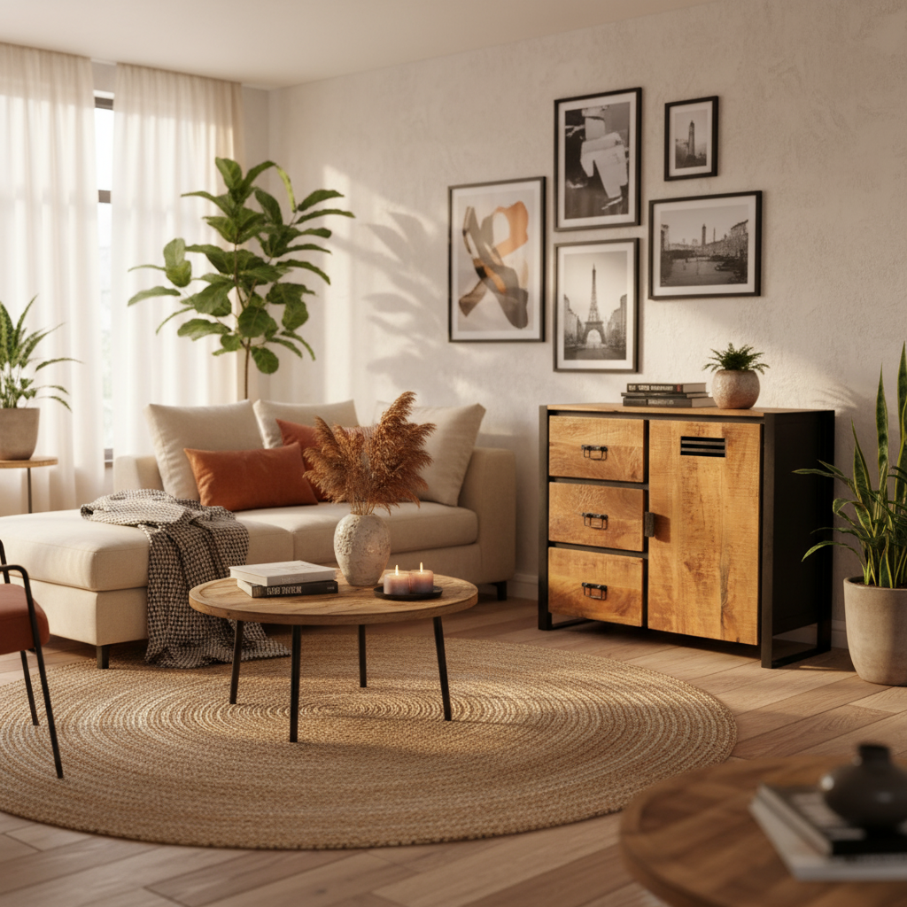 Dressoir industrieel Mangohout Luna 94cm