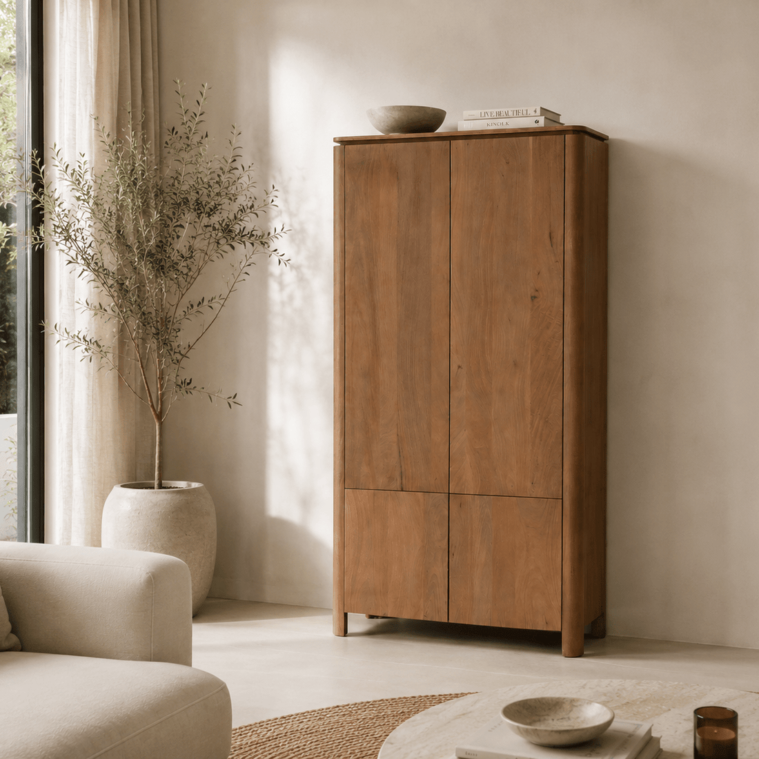 Kabinetkast Dallas Naturel Mangohout 90 cm
