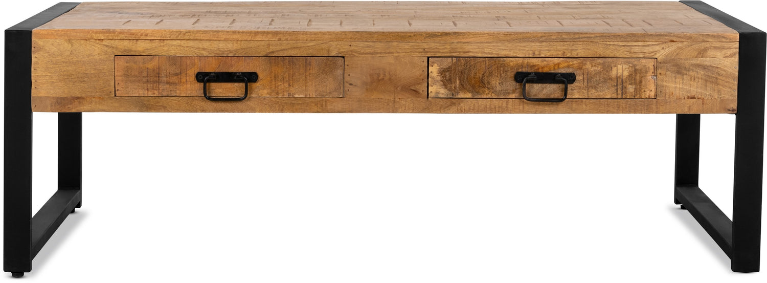 Salontafel met lades Industrieel Design | Mangohout en Staal | 120x60x45cm