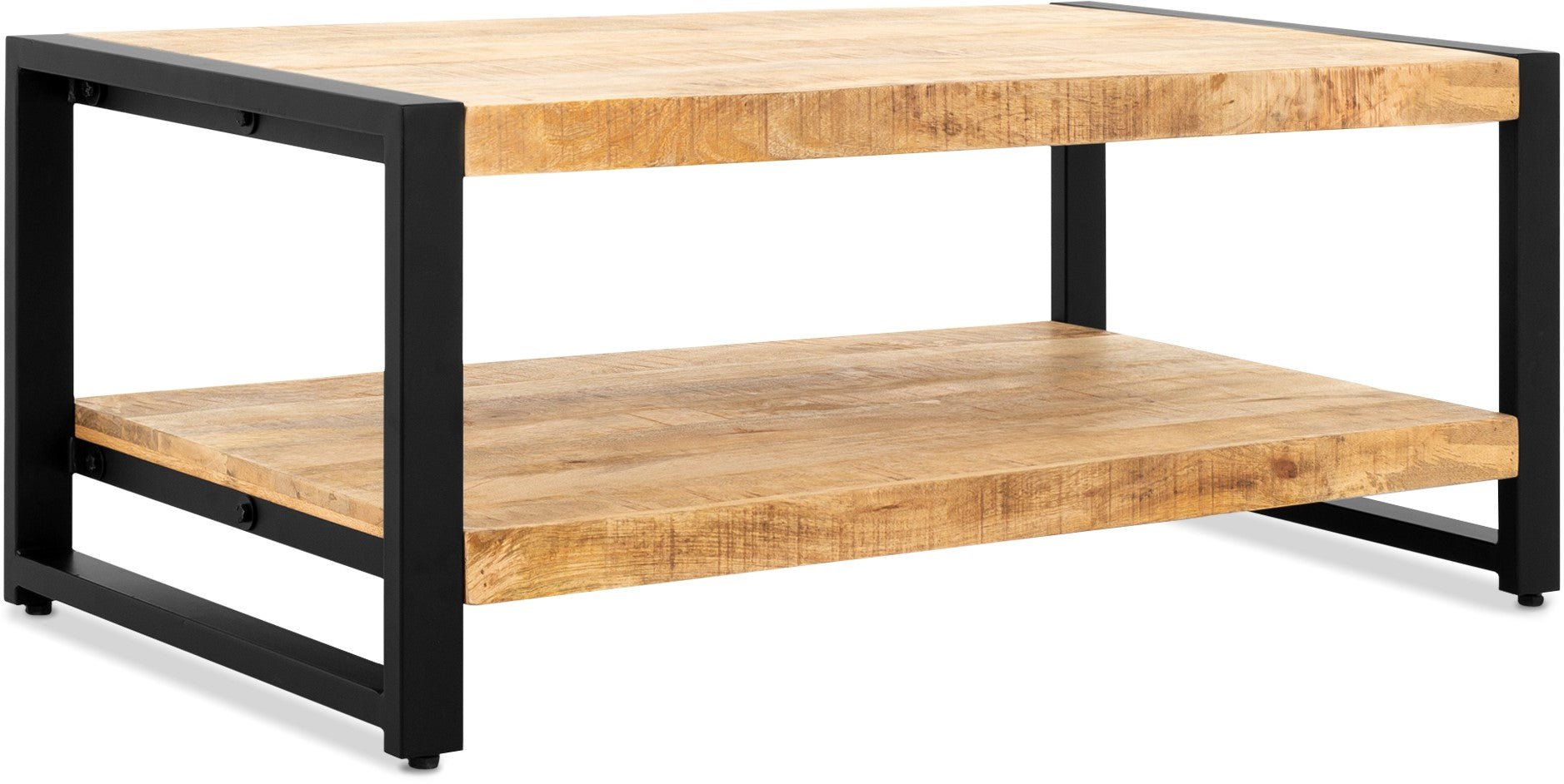 Salontafel met schap Industrieel Design | Mangohout en Staal | 110x60x45cm