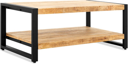 Salontafel met schap Industrieel Design | Mangohout en Staal | 110x60x45cm