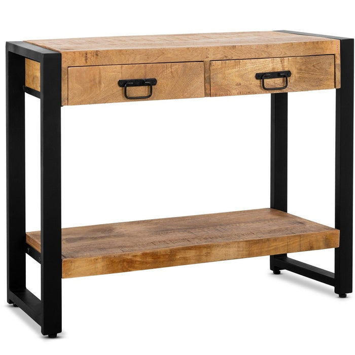 Sidetable Mangohout en Staal | 120 x 35 x 76 cm - Industrieelinhuis.nl