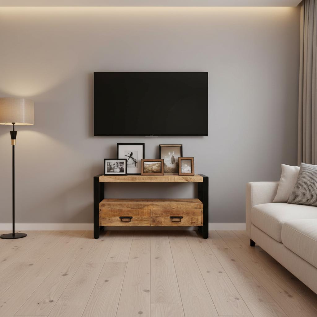 Industrial -TV -Möbel Britt | 100 cm | 2 Schubladen