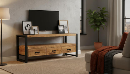 Britt TV meubel Industrieel Design | Mangohout en Staal | 150x45x60cm