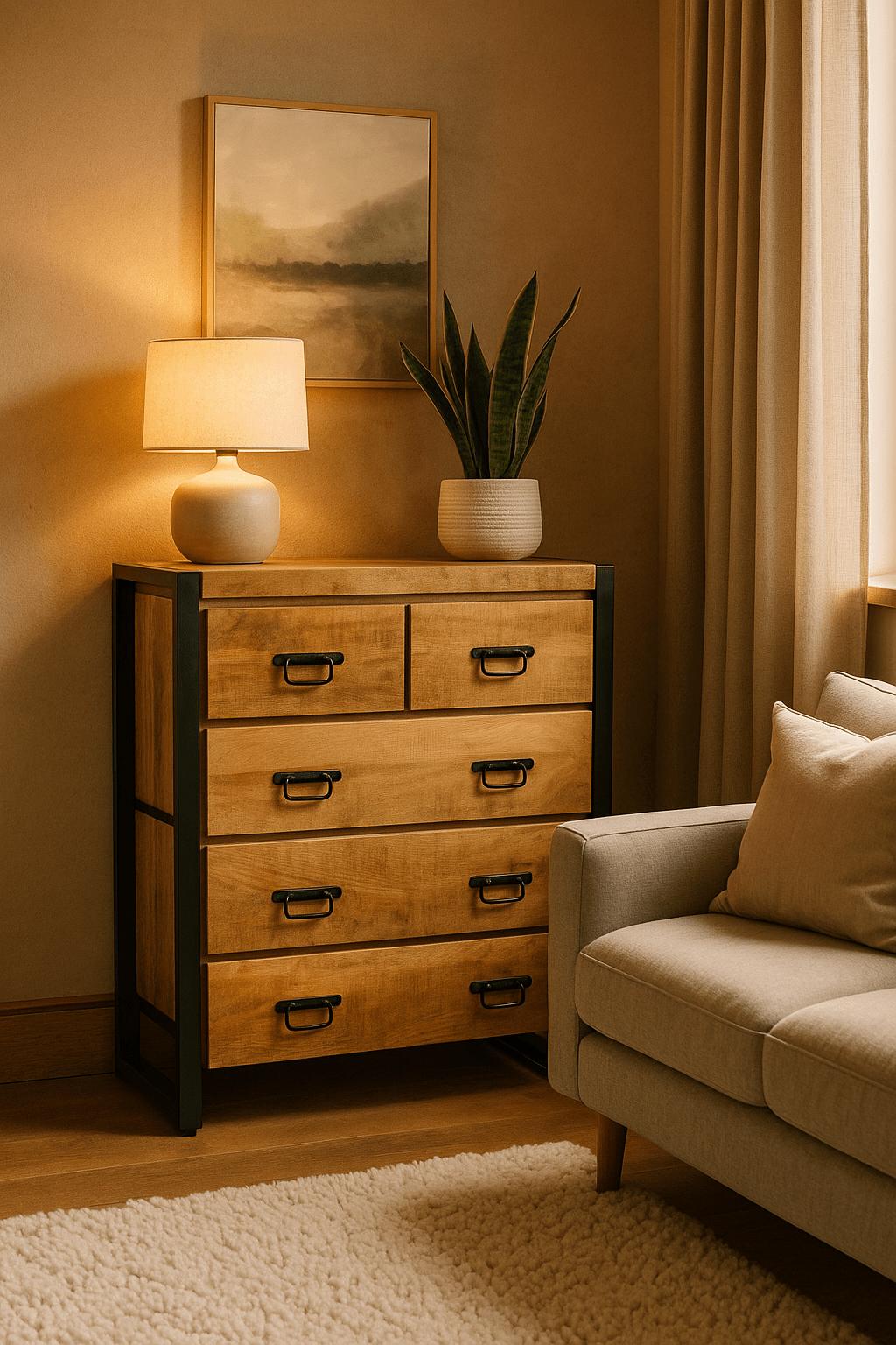 Mangohout Dressoirs  Industrieel Design | Mangohout en Staal | 105x85x40cm