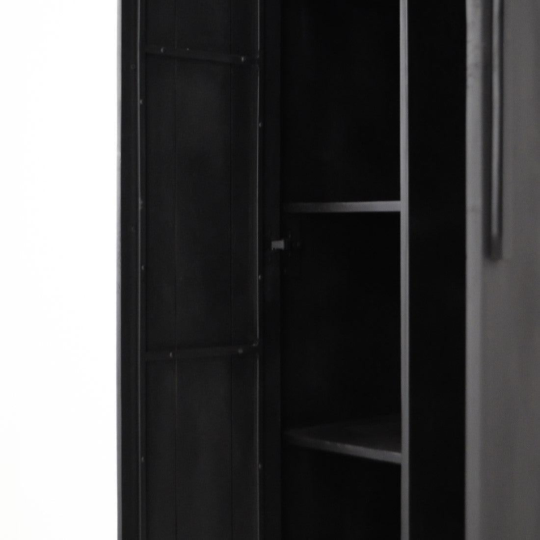 Jayden Black Garderobe Kast | Mangohout Staal | 85x60x180cm - Industrieelinhuis.nl