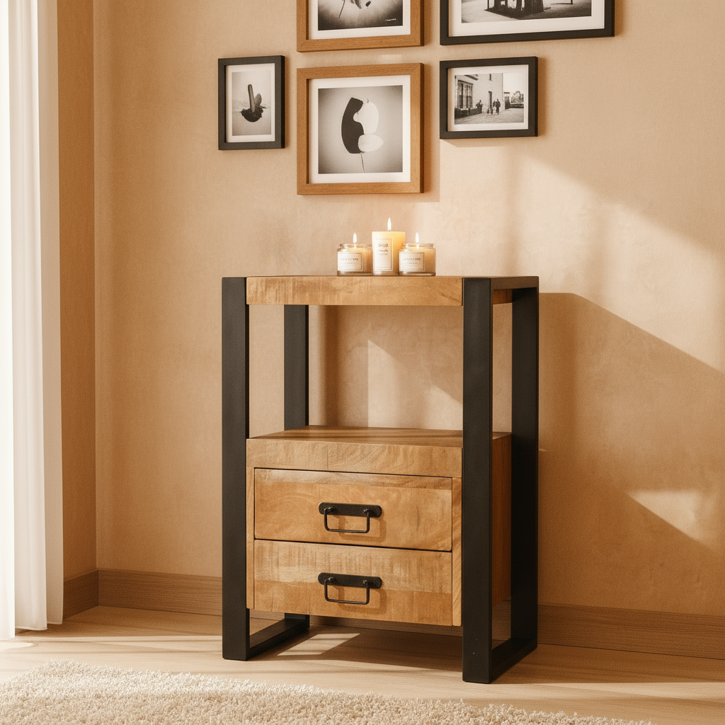 Mango Houten Nachtkastje Britt | 50x40x70cm Tijdloos &amp; Handgemaakt Design