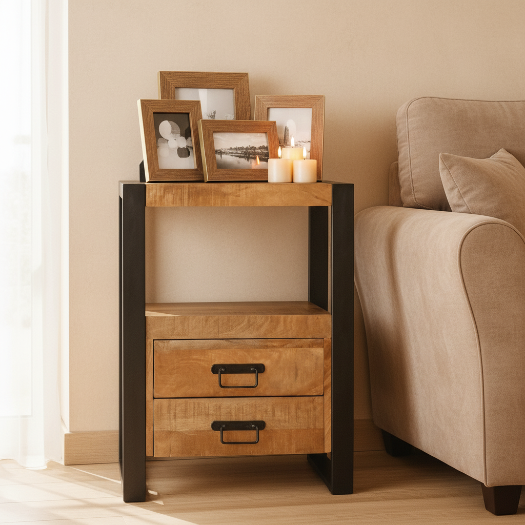 Mango Houten Nachtkastje Britt | 50x40x70cm Tijdloos &amp; Handgemaakt Design